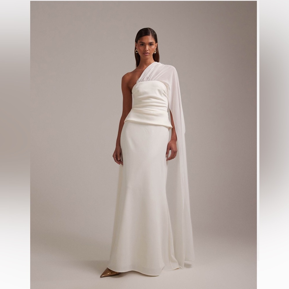 ASOS One-Shoulder Ivory Evening Dress